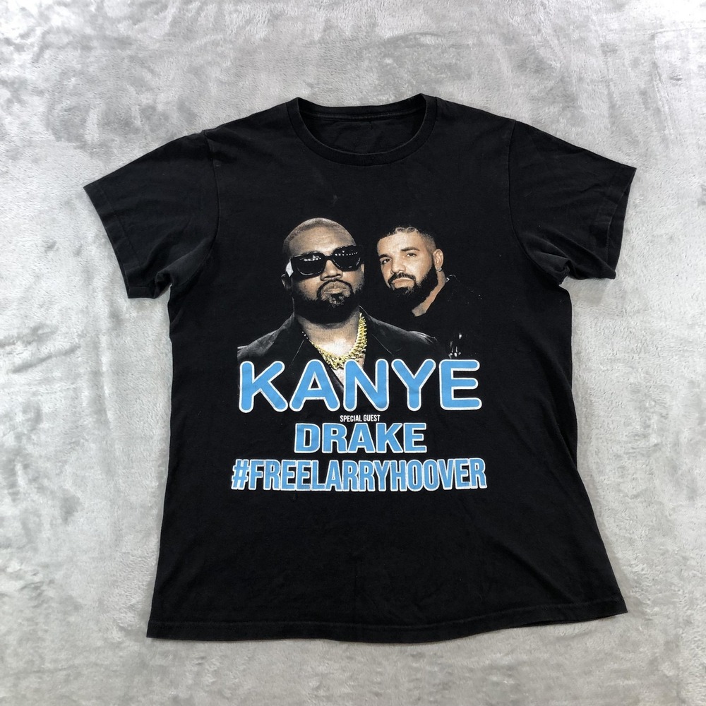 Kanye Drake Shirt Mens Medium Black Free Larry Hoover Concert Tee LA Coliseum